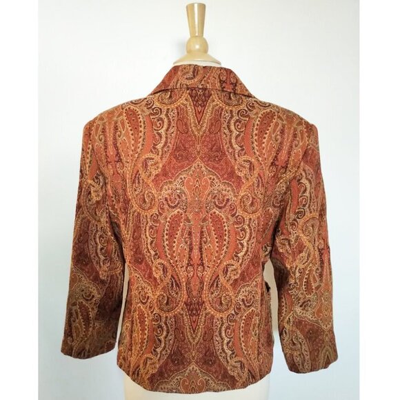 Vintage BOHO Haggar Tapestry blazer Paisley Button up Jacquard Blazer Jacket - Picture 4 of 16